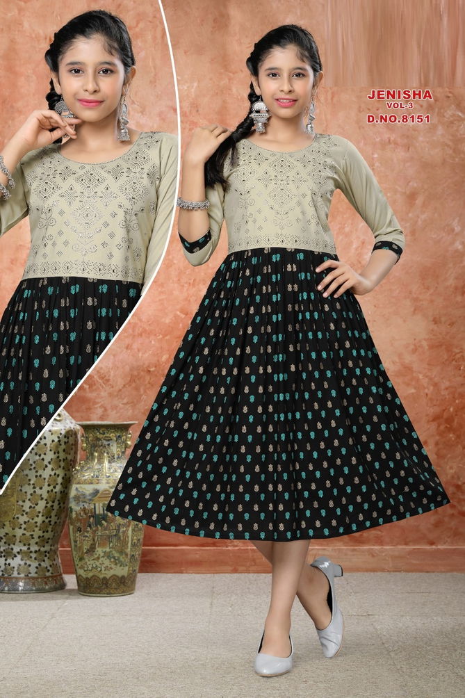 Jenisha Vol 3 Girls Anarkali Kurti  Kids Catalog
